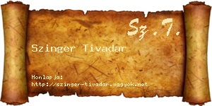 Szinger Tivadar névjegykártya